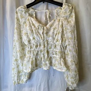 Dizzy Lizzy NWT Sz XL Jrs Floral Sweetheart Neck Front & Back Ties Cottage Core